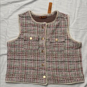 Belldini Multicolor Tweed Vest with Gold Accents